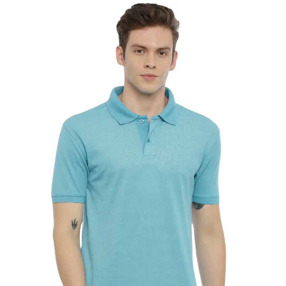 COTTSBERRY - JUPITOR - Collar Tee Poly Cotton - GSM 240 - Sky Blue