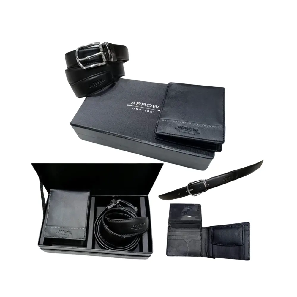 ARROW - LEATHER WALLET AND DUAL SIDE NON- LEATHER BELT