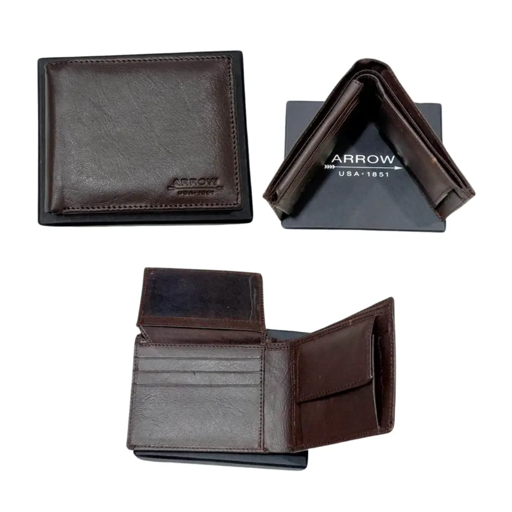 ARROW LEATHER WALLET - DARK BROWN