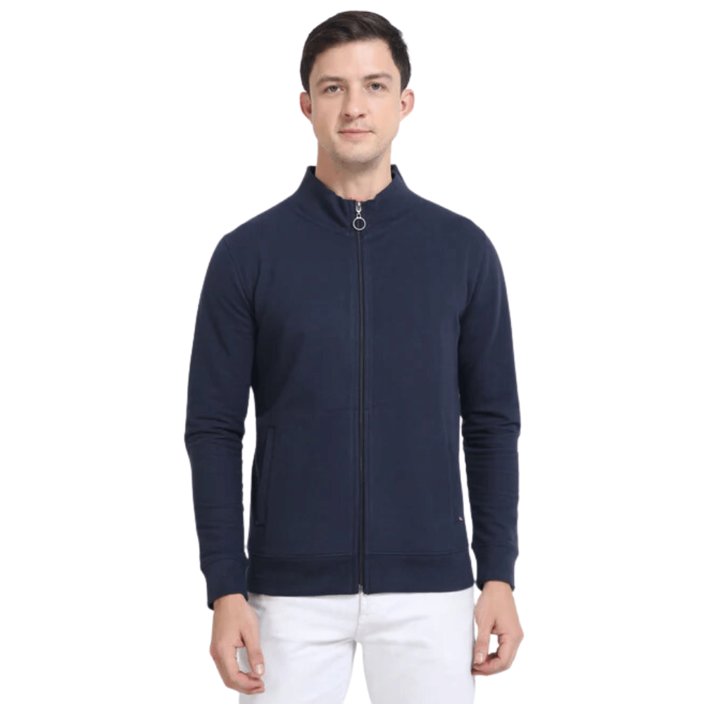 Caslay - Sustainable High Neck Jacket - Navy Blue