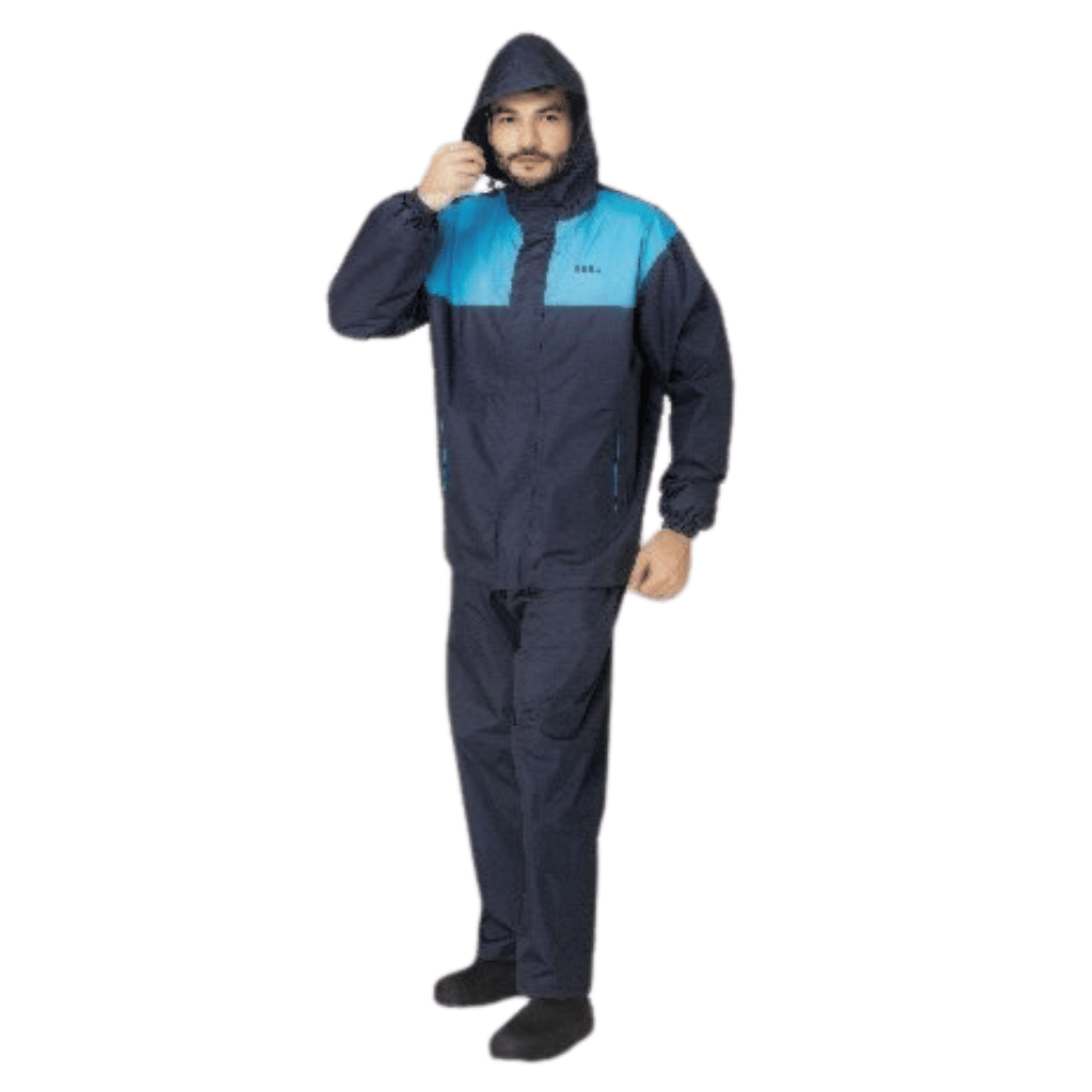 Zeel - Mens Seam Sealed Rain Suit - Navy Blue with Sky Blue