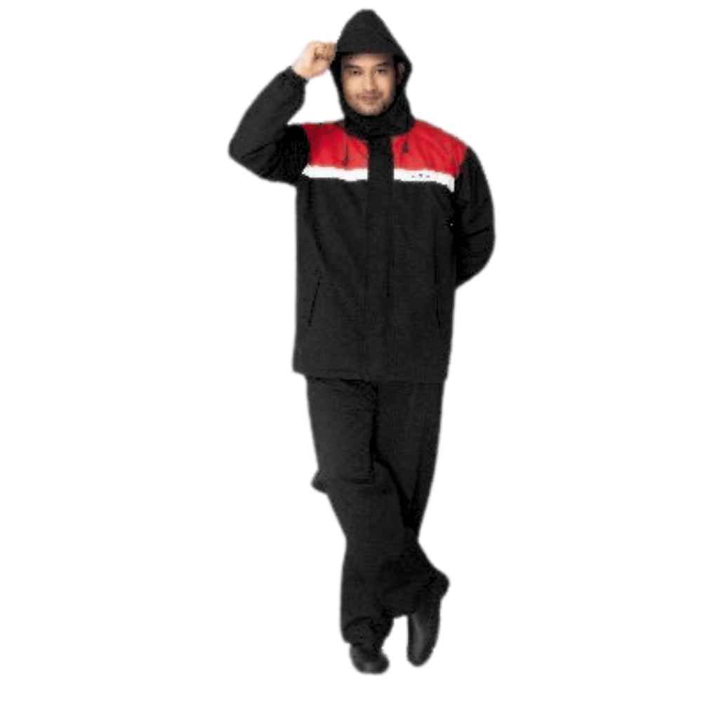 Zeel - Mens Reversible Rain Suit - Black With Red