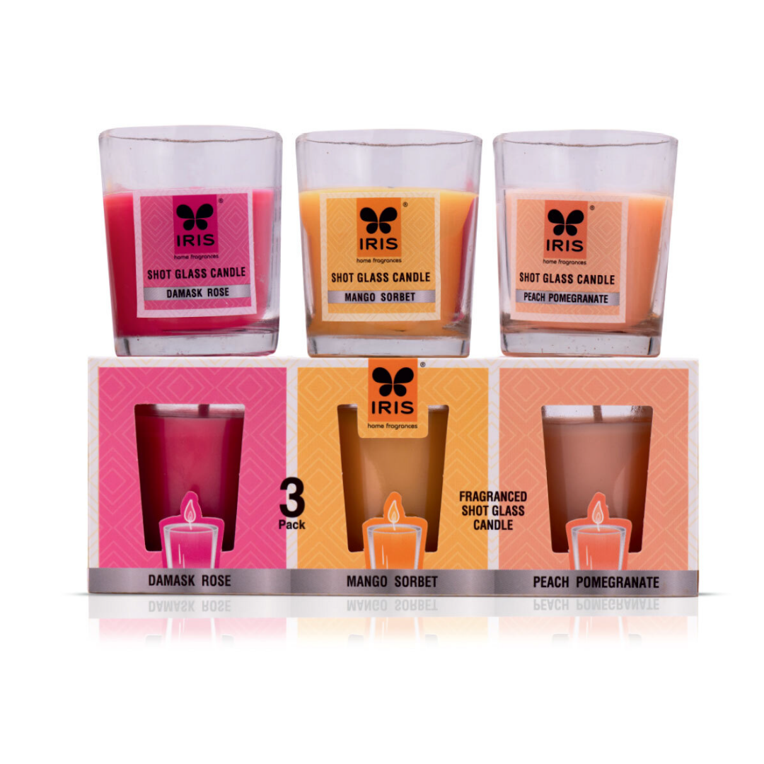 IRIS - Set of 3 fragranced shot glass candles