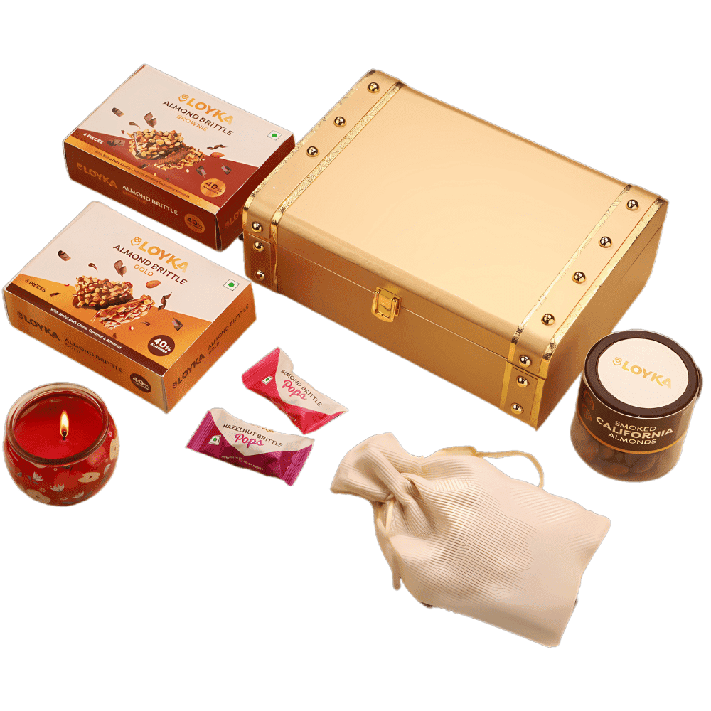 LOYKA - Diwali Golden Unique Trunk(Reusable) Gift Box