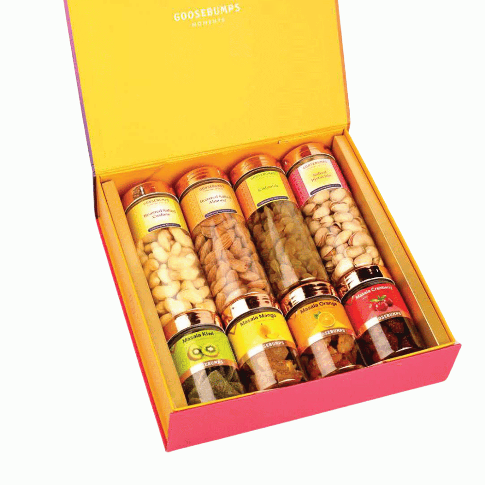 Goosebumps - Carnival Gift Box of 4 Dry Fruits & 4 Masala Fruits