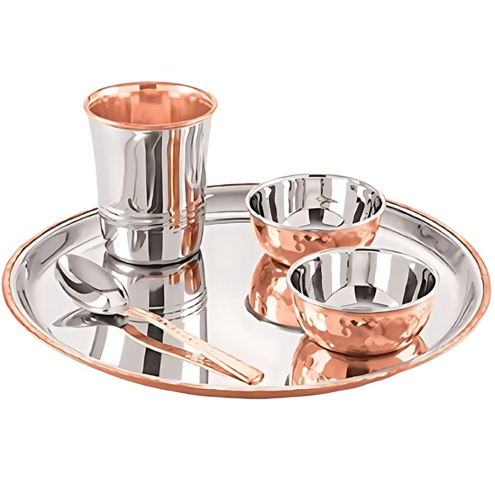 Taluka - Copper Steel 5 Pc Bhojan Thali Set