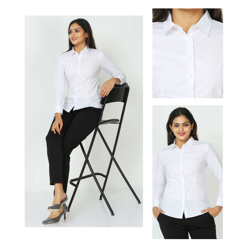 Vanheusen Wrinkle Free Formal Shirt CVC White-Women