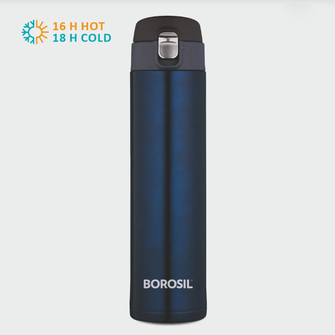 Borosil Stainless Steel Hydra Nova-Vacuum Insulated Flask Water Bottle- Blue