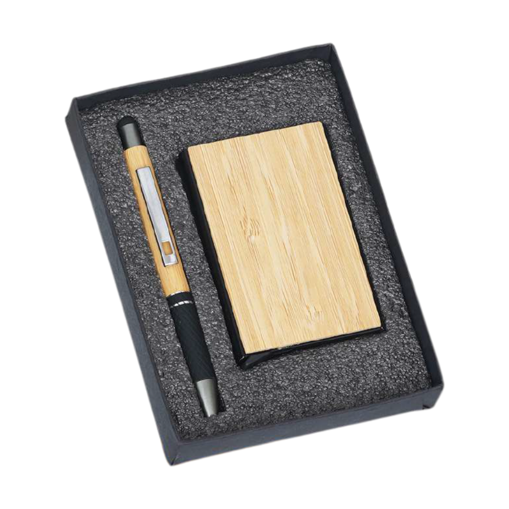 Bamboo card Holder & Pen set - 202