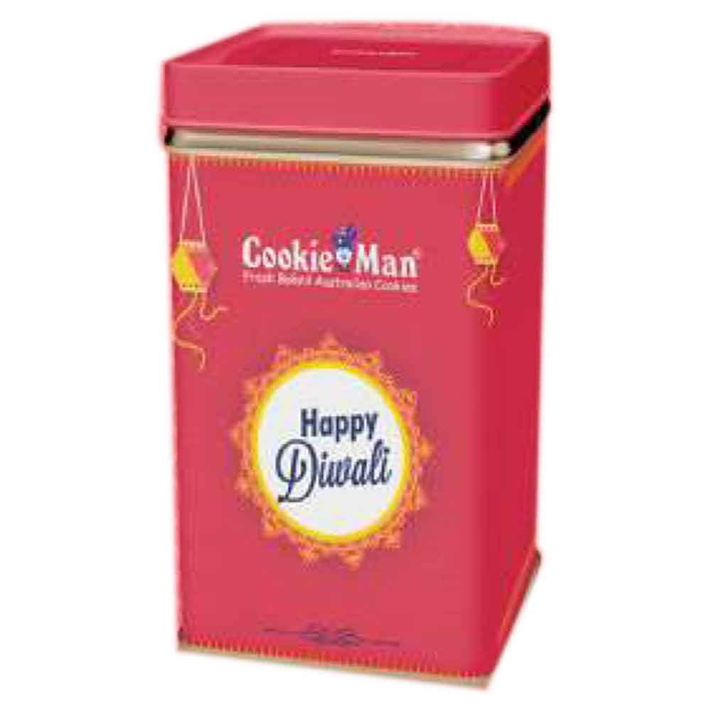 New Year Gift Hamper - Cookie Man - Small Square Tin 200 Gms