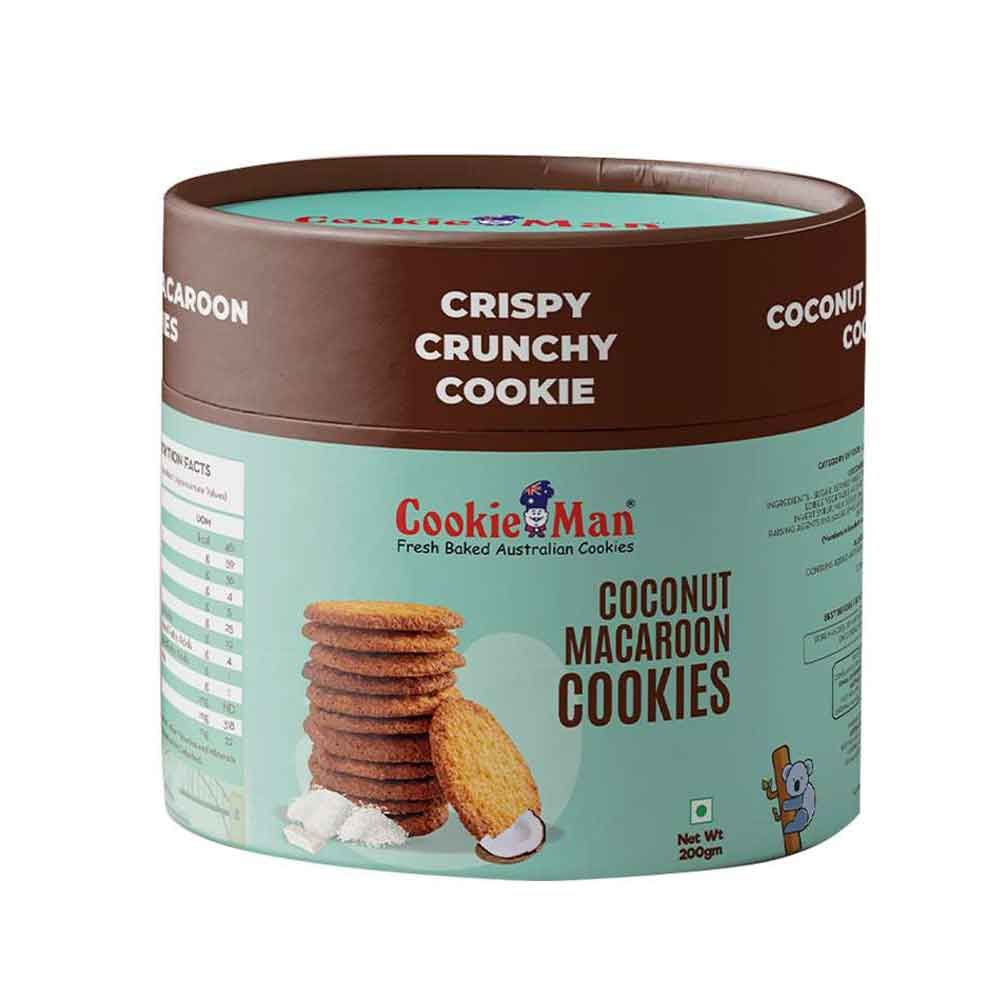 New Year Gift Hamper - Cookie Man - Crispy Crunchy Coconut Marcaroon Cookies 200 Gms