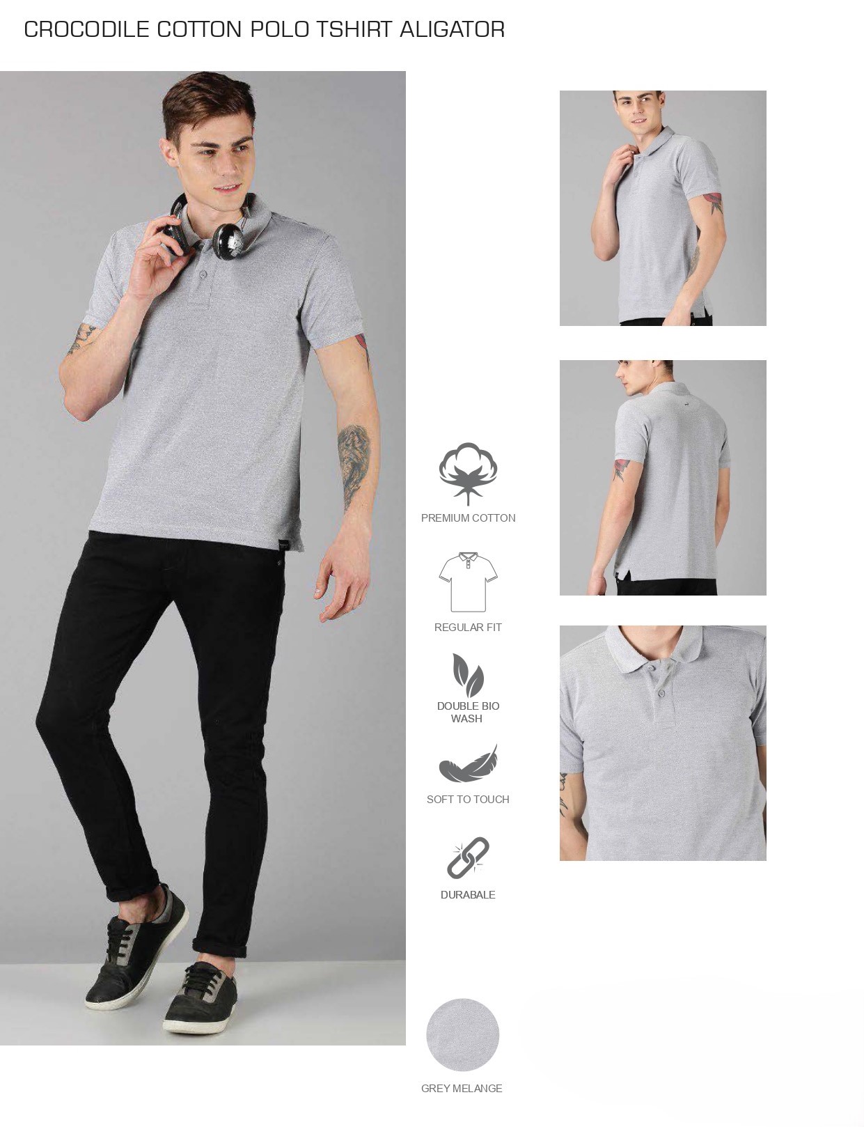 Crocodile - Cotton Polo T-shirt Aligator