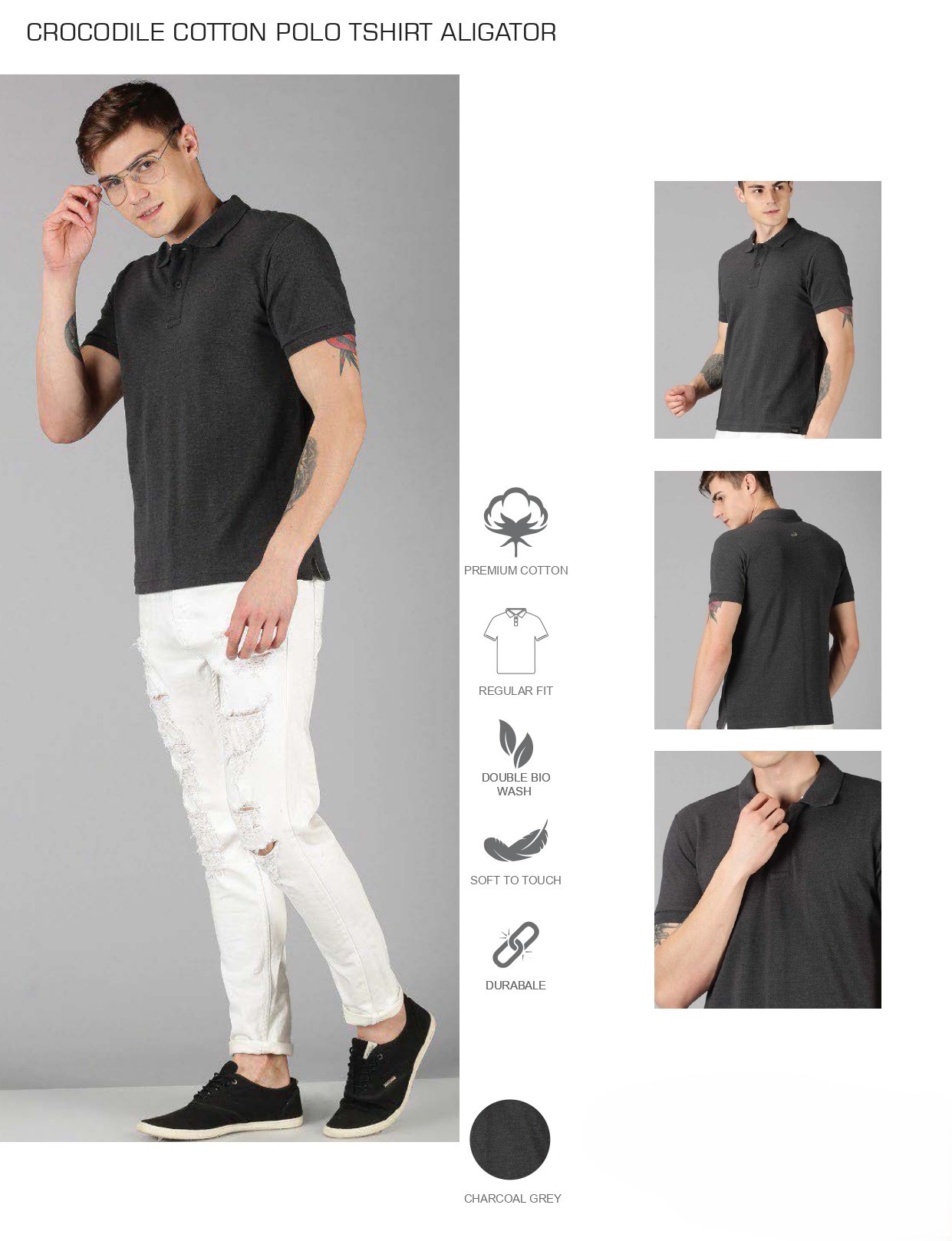 Crocodile - Cotton Polo T-shirt Aligator