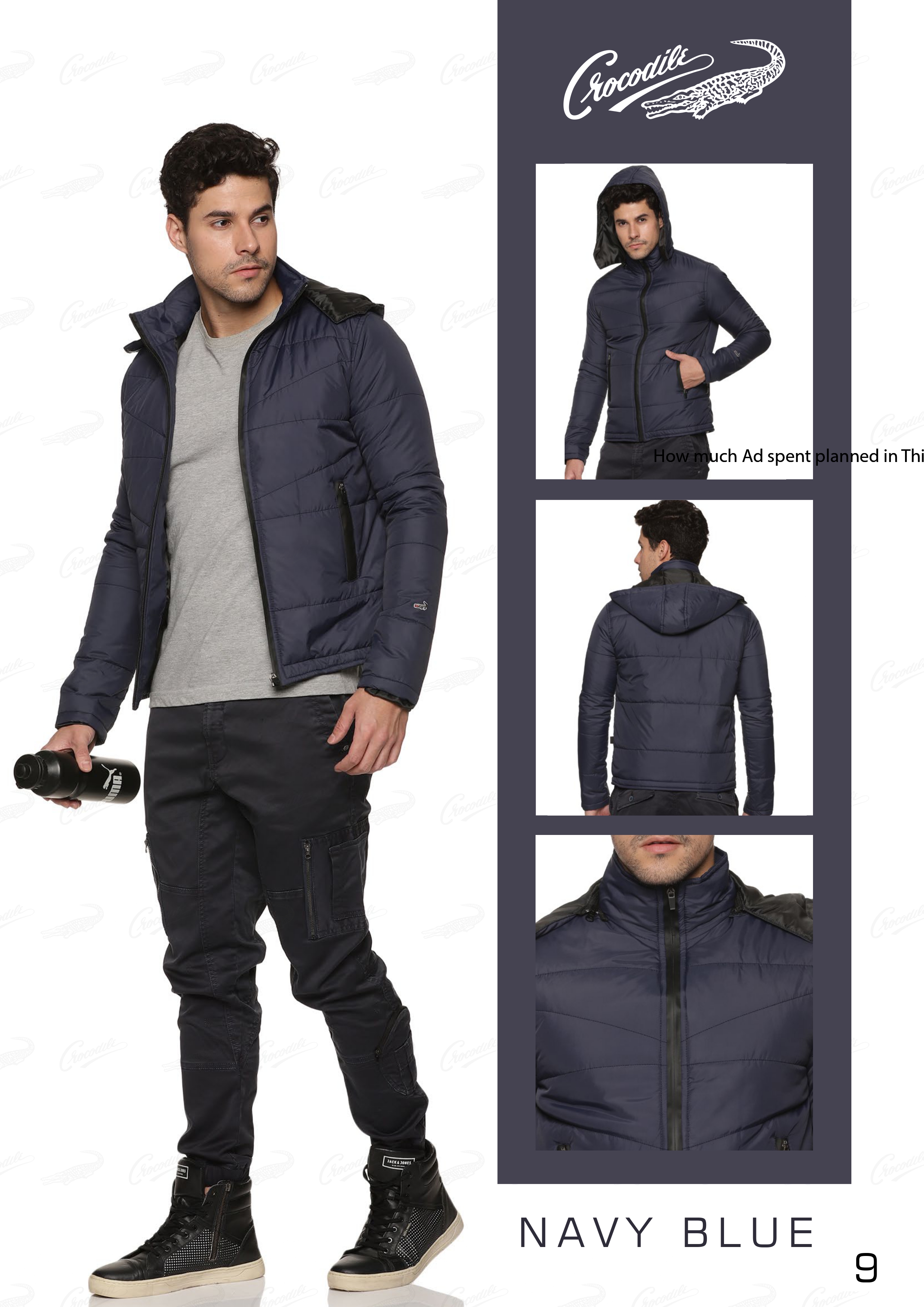 Crocodile - Bomber Jacket full sleeves with detachable hood