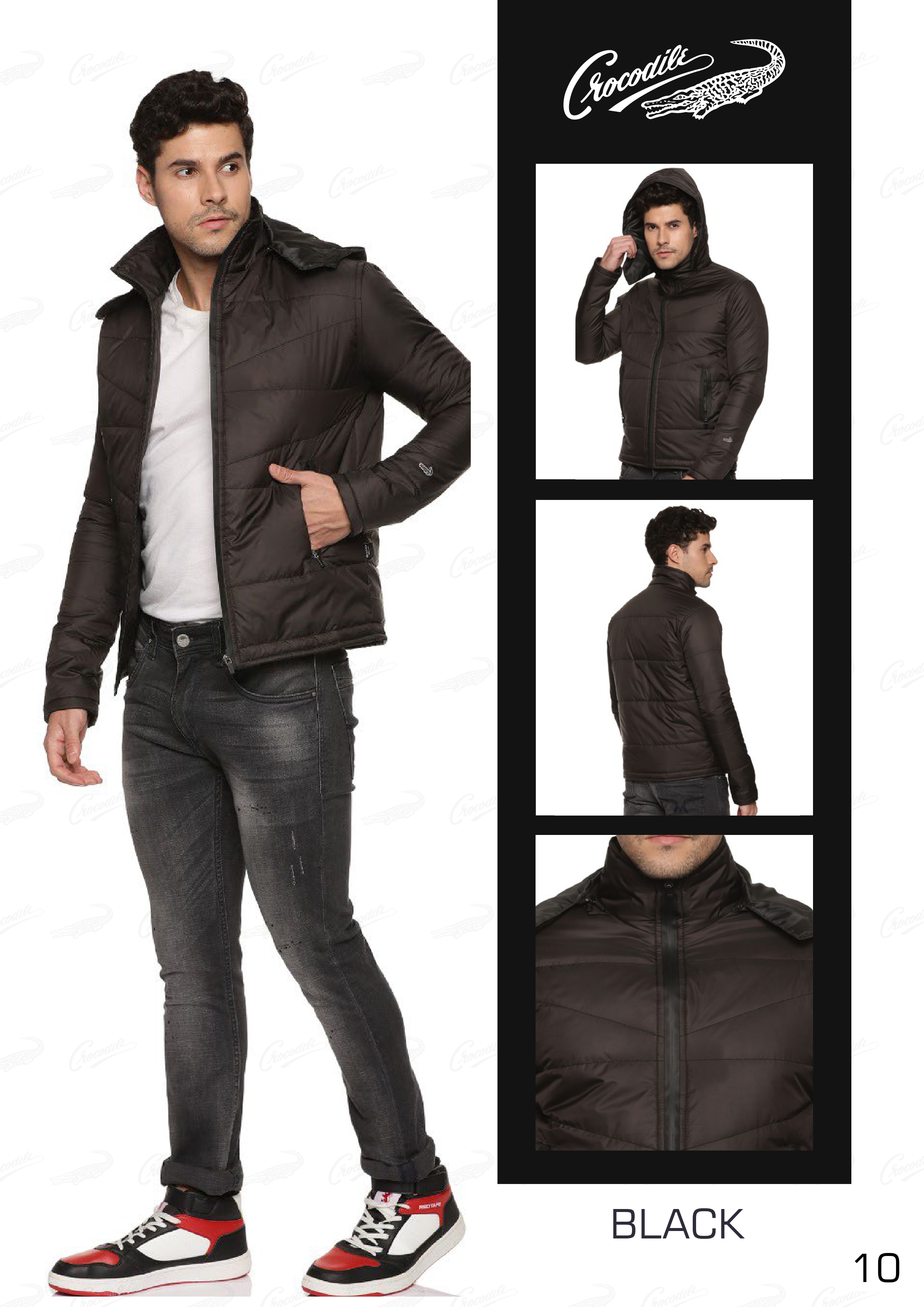 Crocodile - Bomber Jacket full sleeves with detachable hood