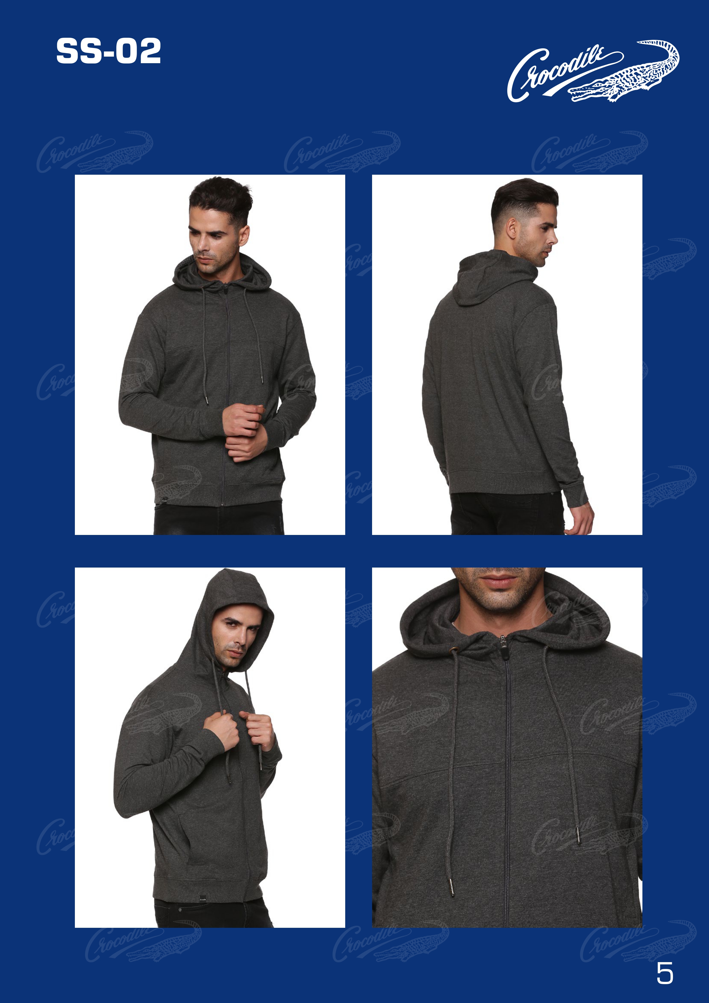 Crocodile Sweat shirt with full zip,hood