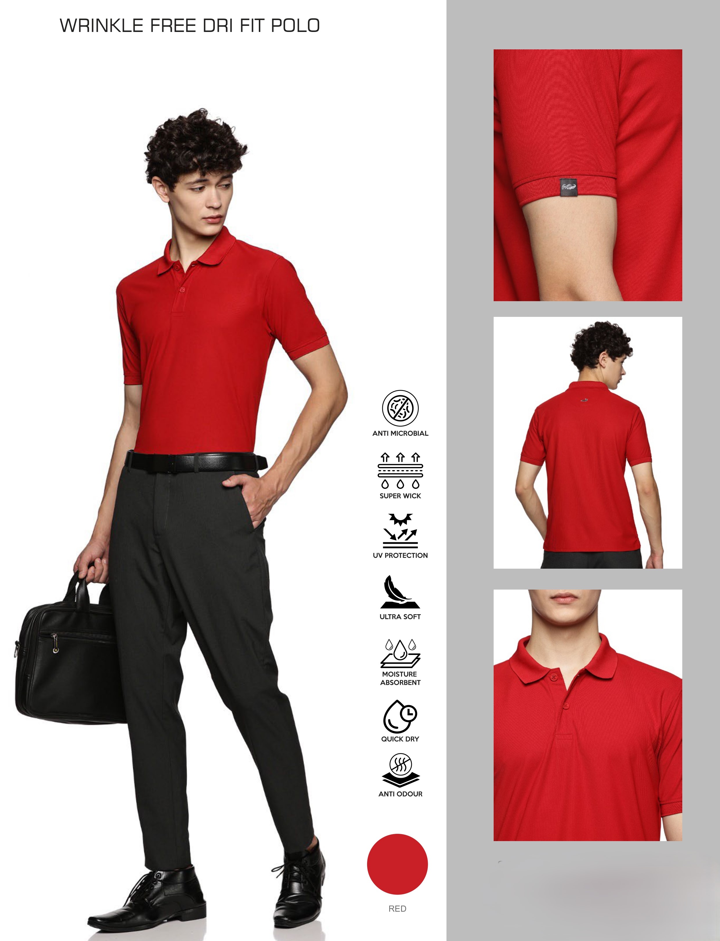 Crocodile - Wrinkle Free Dri Fit Polo