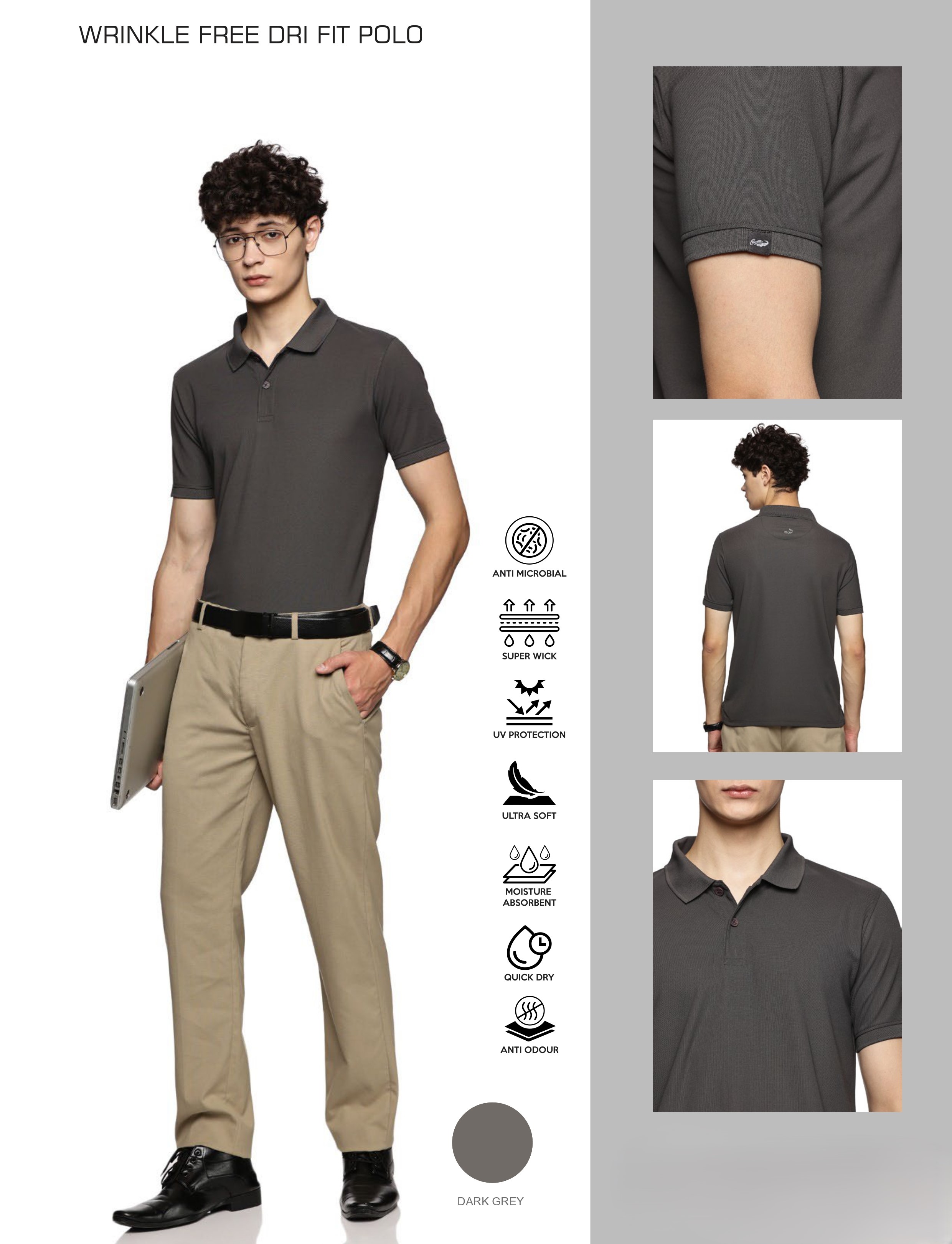 Crocodile - Wrinkle Free Dri Fit Polo