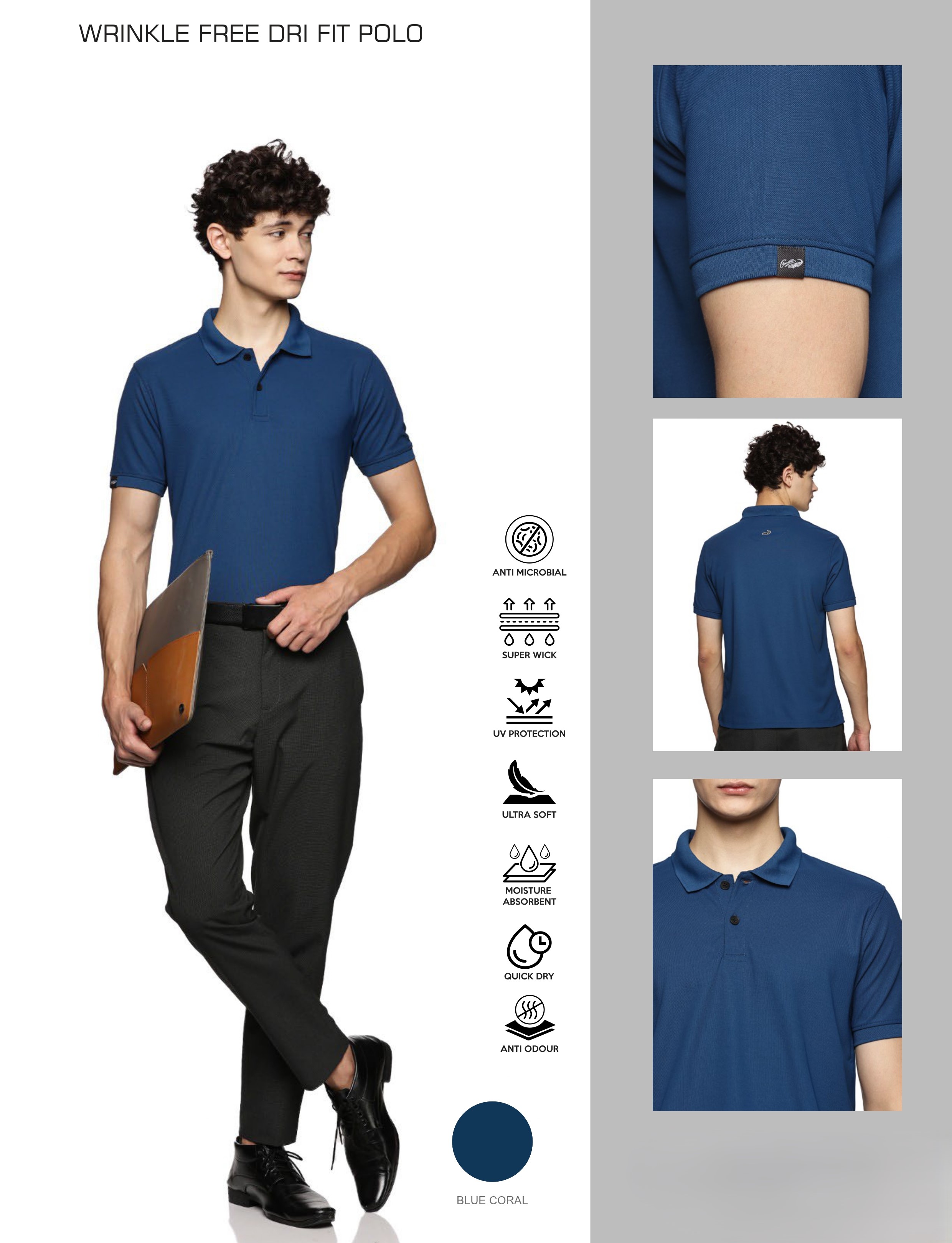 Crocodile - Wrinkle Free Dri Fit Polo