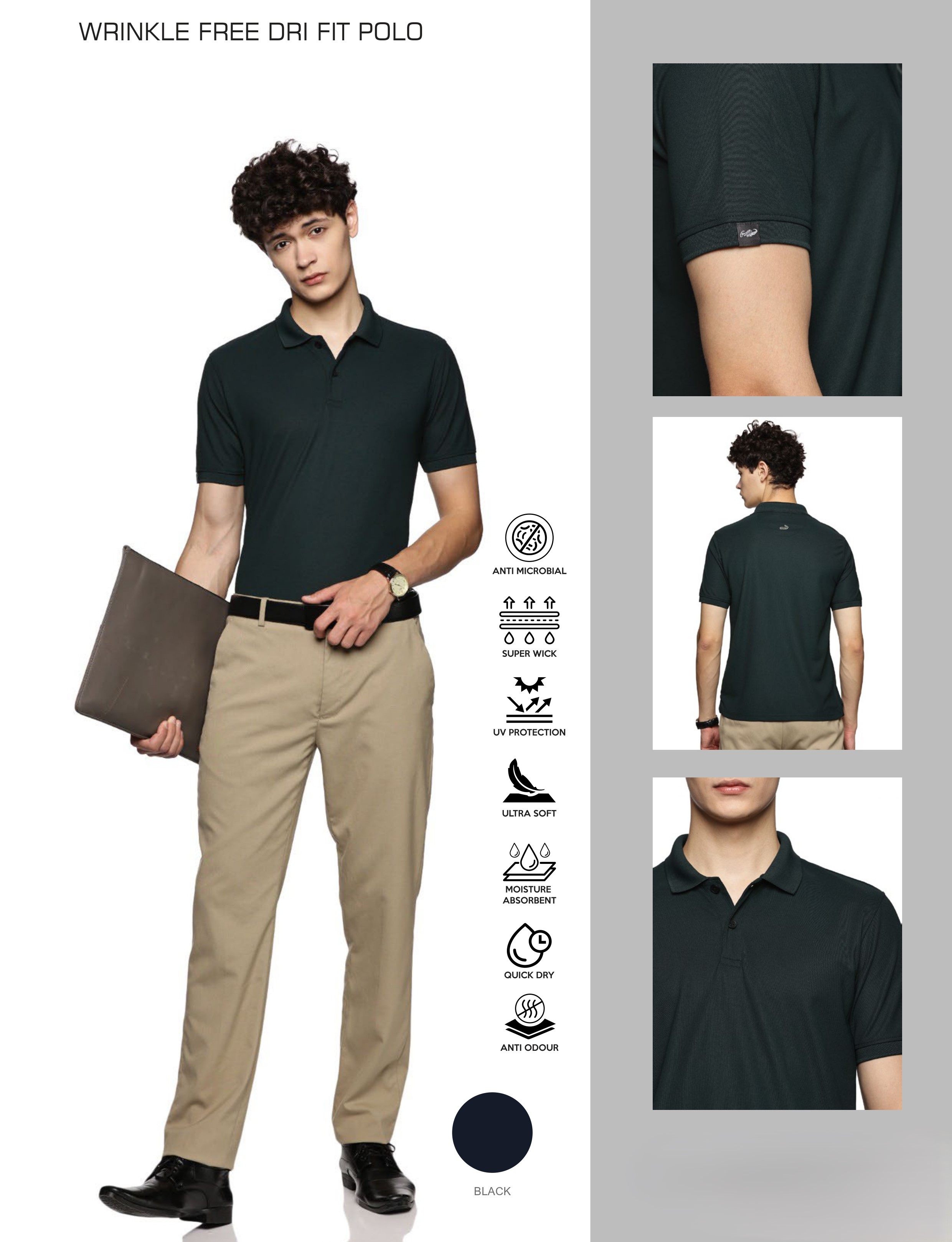 Crocodile - Wrinkle Free Dri Fit Polo