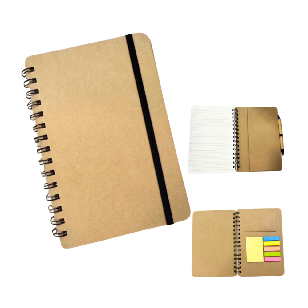 Spiral Notebook Sticky Pads Hardbound 160 pages & pen - M032